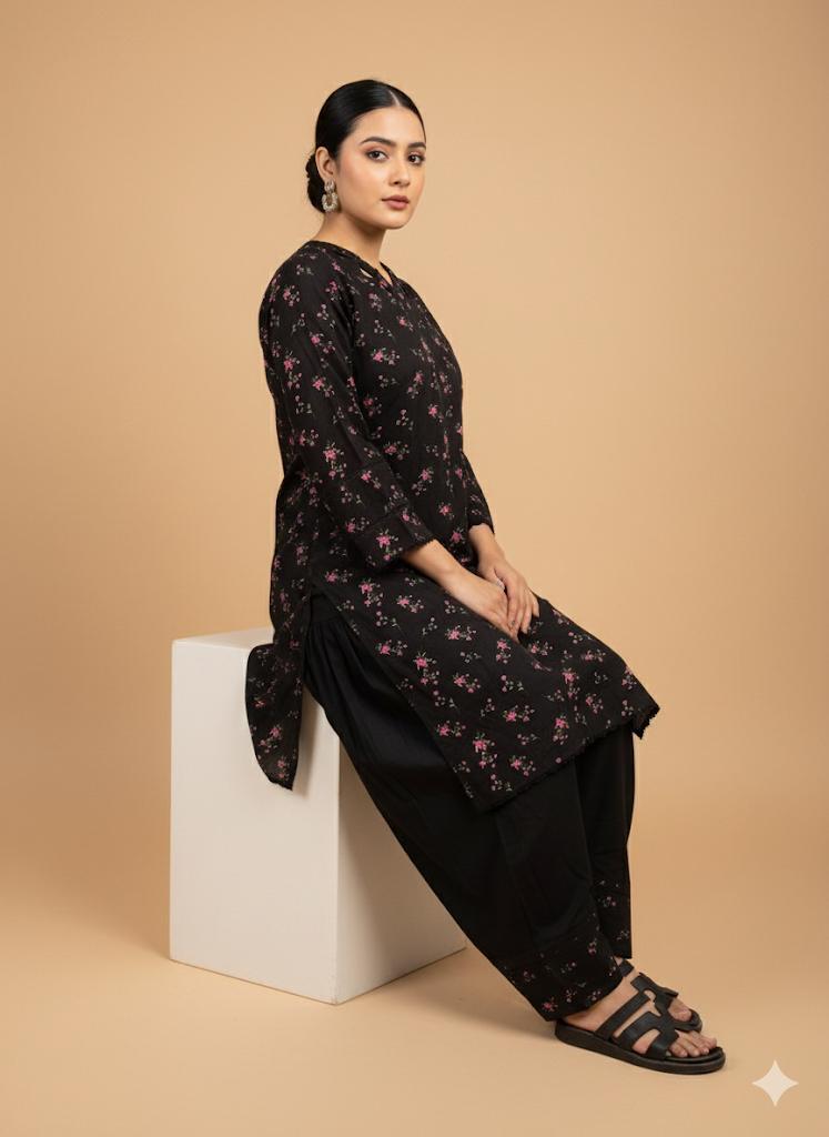 Floral Printed Linen Suit